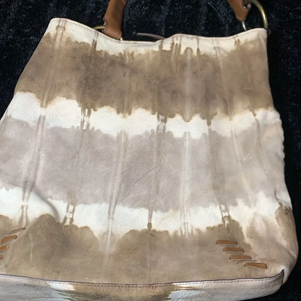 Country Western Rodeo Hobo Tie Dyed Leather Shoulder Bag Purse